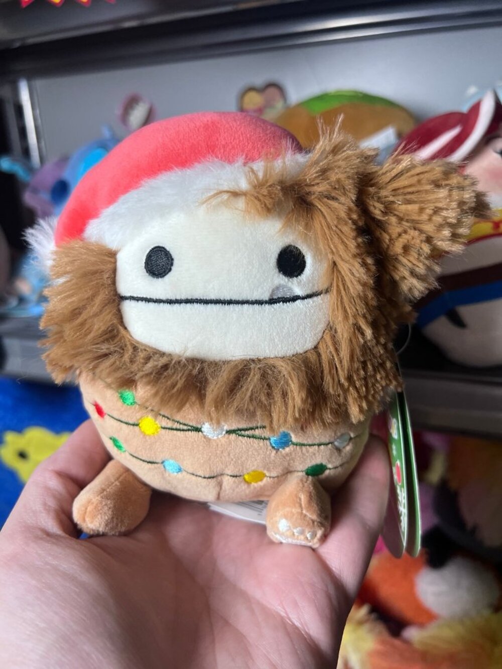 Squishmallow Benny the Bigfoot W/ Santa Hat & wrapped in Christmas Lights 5” NWT